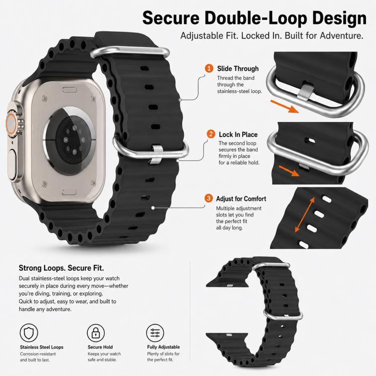 For Apple Watch 38 / 40 / 41 / S11 42mm 5 Pack xDfind Ocean Silicone Watch Band