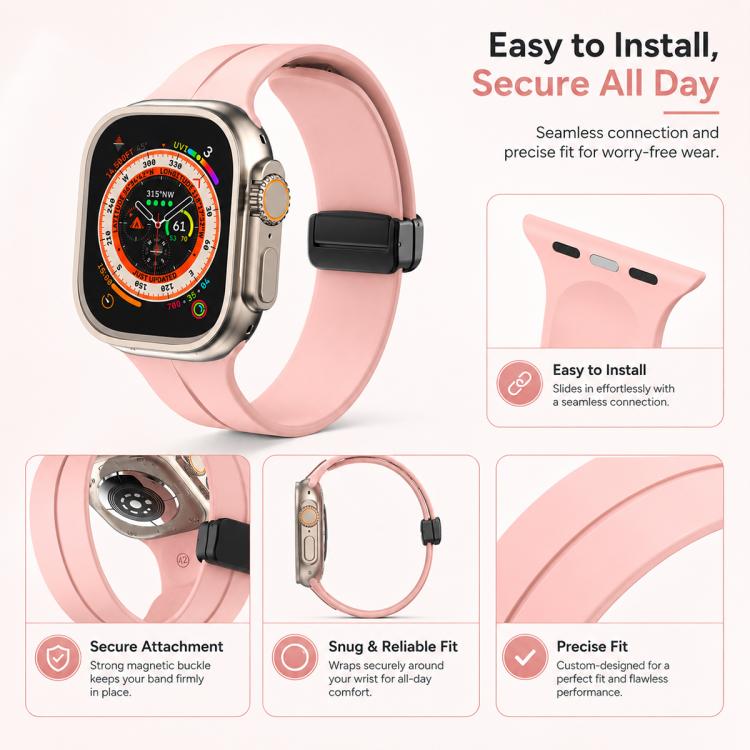 For Apple Watch 42 / 44 / 45 / 46 / 49mm 5 Pack xDfind Solid Color Magnetic Buckle Silicone Watch Band