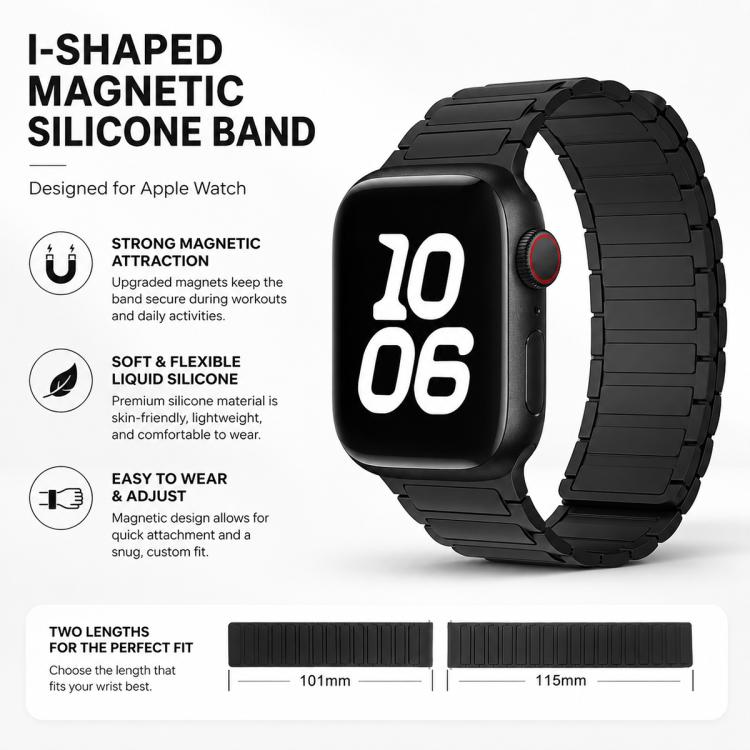 For Apple Watch 42 / 44 / 45 / 46 / 49mm 5 Pack xDfind I-shaped Magnetic Silicone Watch Band