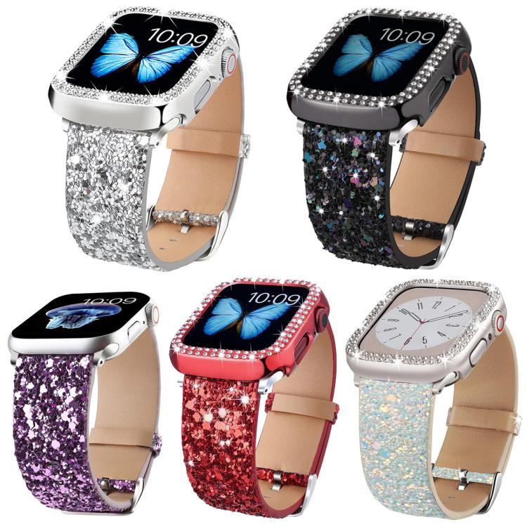 For Apple Watch 38 / 40 / 41 / S11 42mm 5 Pack xDfind Glitter Sequins Vegan Leather Watch Band