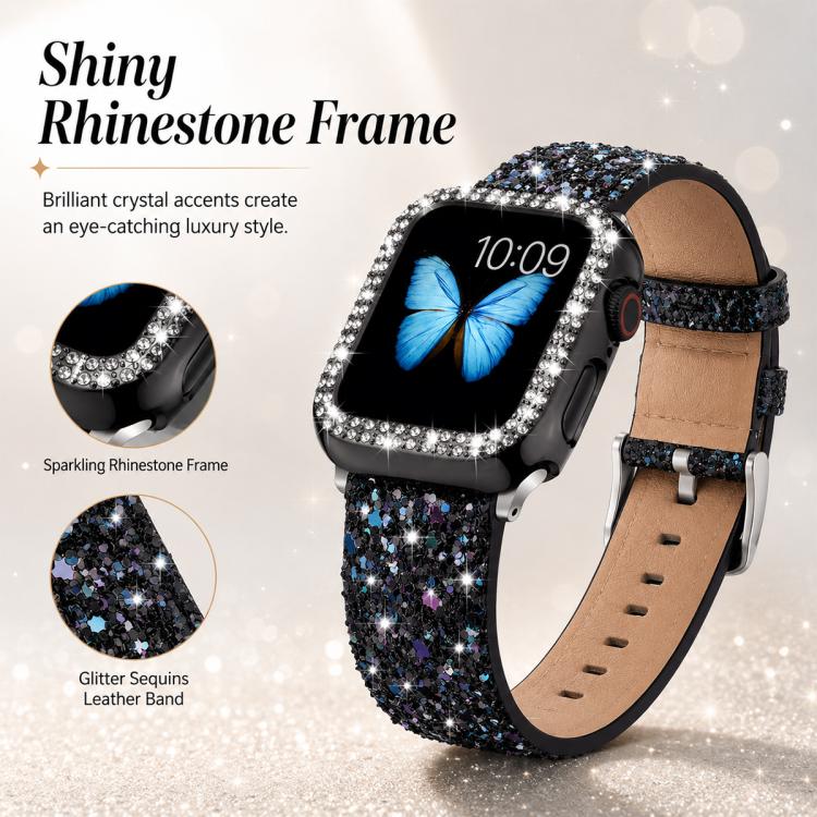 For Apple Watch 38 / 40 / 41 / S11 42mm 5 Pack xDfind Glitter Sequins Vegan Leather Watch Band