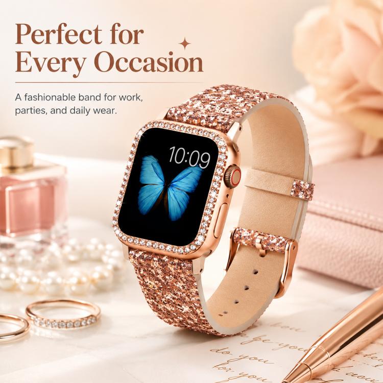 For Apple Watch 42 / 44 / 45 / 46 / 49mm 5 Pack xDfind Glitter Sequins Vegan Leather Watch Band