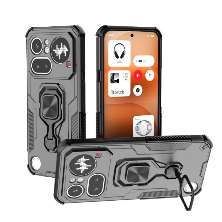 For Nothing Phone 4a Pro WANLONFENG Metal Kickstand Phone Case with Screen Protector
