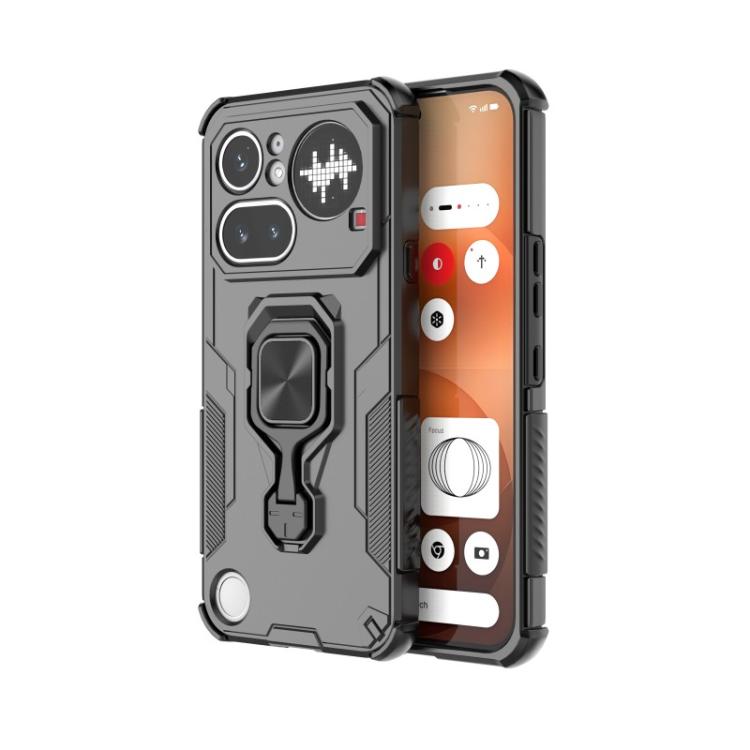 For Nothing Phone 4a Pro WANLONFENG Metal Kickstand Phone Case with Screen Protector