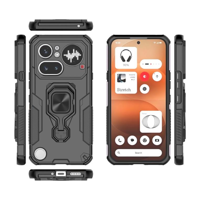 For Nothing Phone 4a Pro WANLONFENG Metal Kickstand Phone Case with Screen Protector