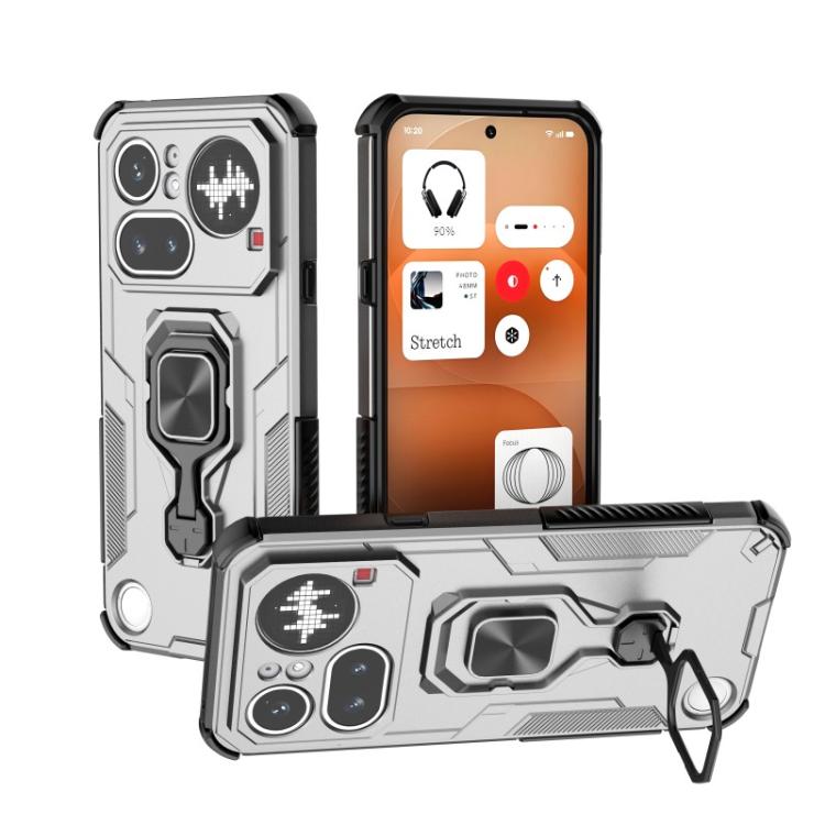For Nothing Phone 4a Pro WANLONFENG Metal Kickstand Phone Case with Screen Protector