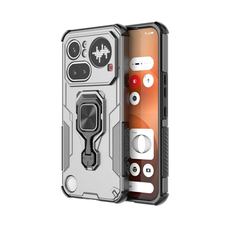 For Nothing Phone 4a Pro WANLONFENG Metal Kickstand Phone Case with Screen Protector