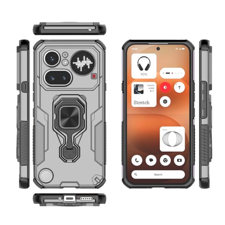 For Nothing Phone 4a Pro WANLONFENG Metal Kickstand Phone Case with Screen Protector
