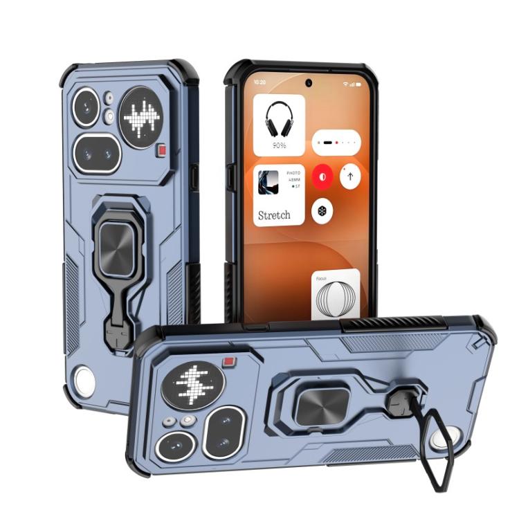 For Nothing Phone 4a Pro WANLONFENG Metal Kickstand Phone Case with Screen Protector