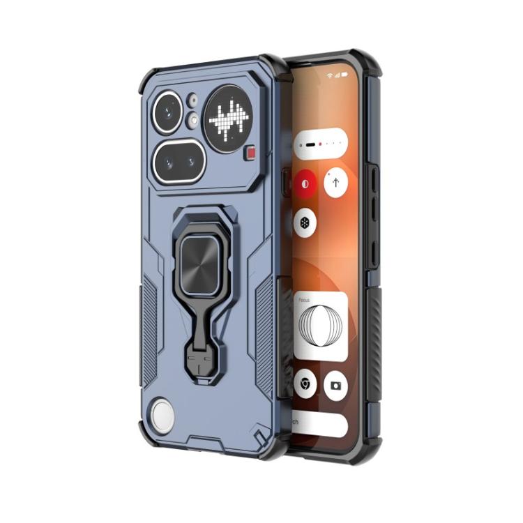 For Nothing Phone 4a Pro WANLONFENG Metal Kickstand Phone Case with Screen Protector