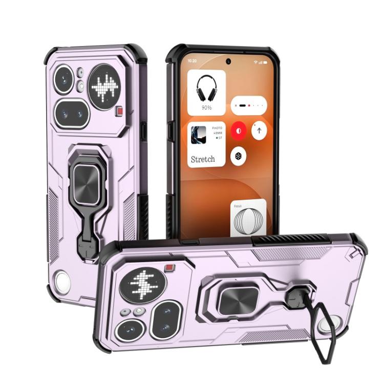 For Nothing Phone 4a Pro WANLONFENG Metal Kickstand Phone Case with Screen Protector