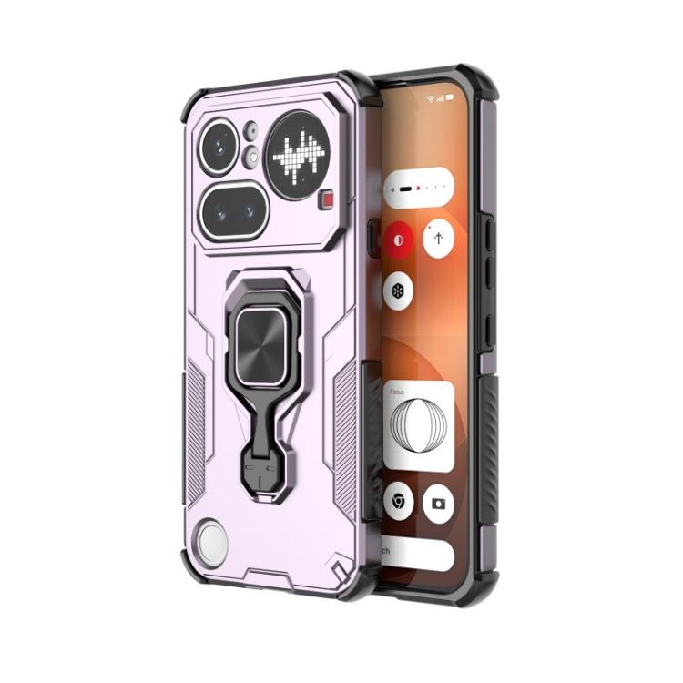 For Nothing Phone 4a Pro WANLONFENG Metal Kickstand Phone Case with Screen Protector