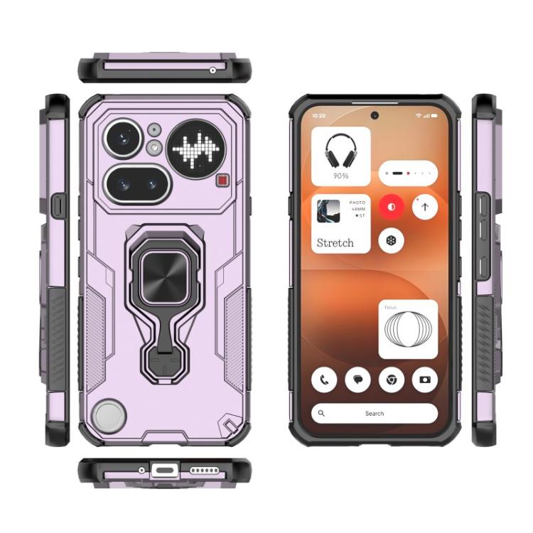 For Nothing Phone 4a Pro WANLONFENG Metal Kickstand Phone Case with Screen Protector