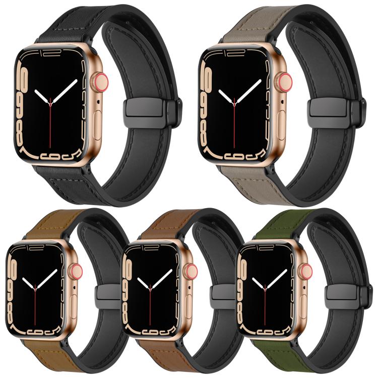 For Apple Watch 38 / 40 / 41 / S11 42mm 5 Pack xDfind Crazy Horse Pattern Silicone Skin Magnetic Buckle Watch Band