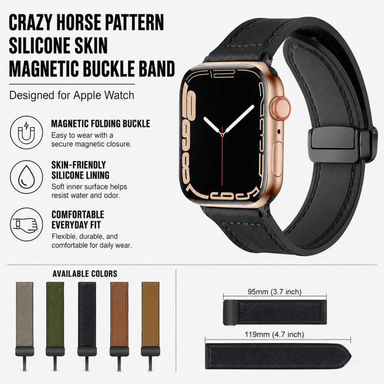 For Apple Watch 38 / 40 / 41 / S11 42mm 5 Pack xDfind Crazy Horse Pattern Silicone Skin Magnetic Buckle Watch Band