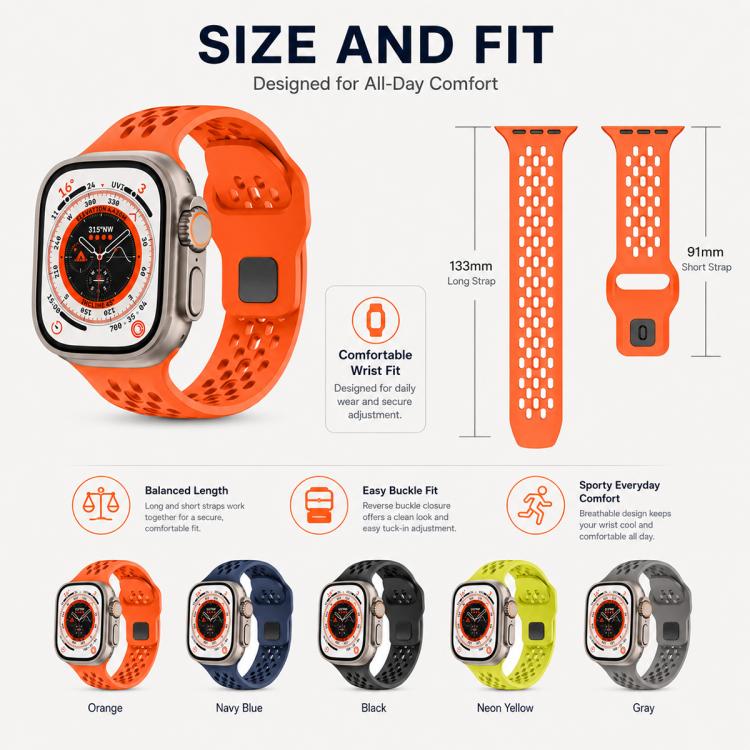 For Apple Watch 42 / 44 / 45 / 46 / 49mm 5 Pack xDfind Mesh Reverse Buckle Silicone Watch Band