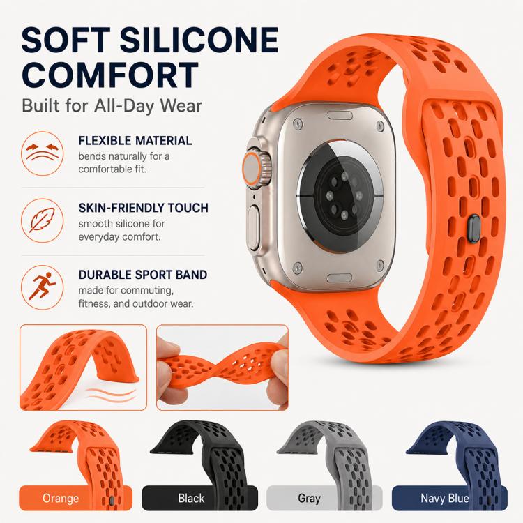 For Apple Watch 42 / 44 / 45 / 46 / 49mm 5 Pack xDfind Mesh Reverse Buckle Silicone Watch Band