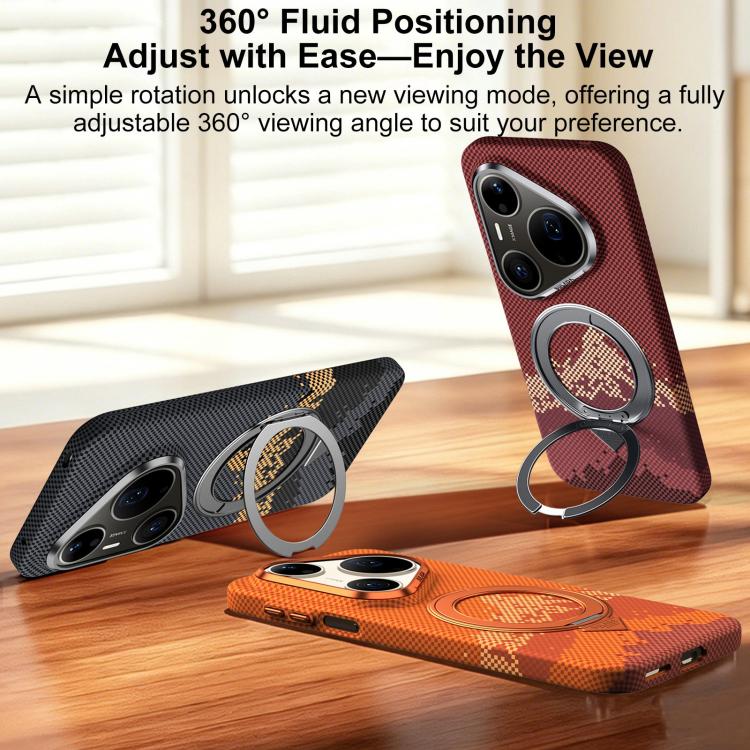 For Huawei Pura 90 5G SULADA Kevlar Pixel Grid Texture Rotation Magnetic Holder Phone Case