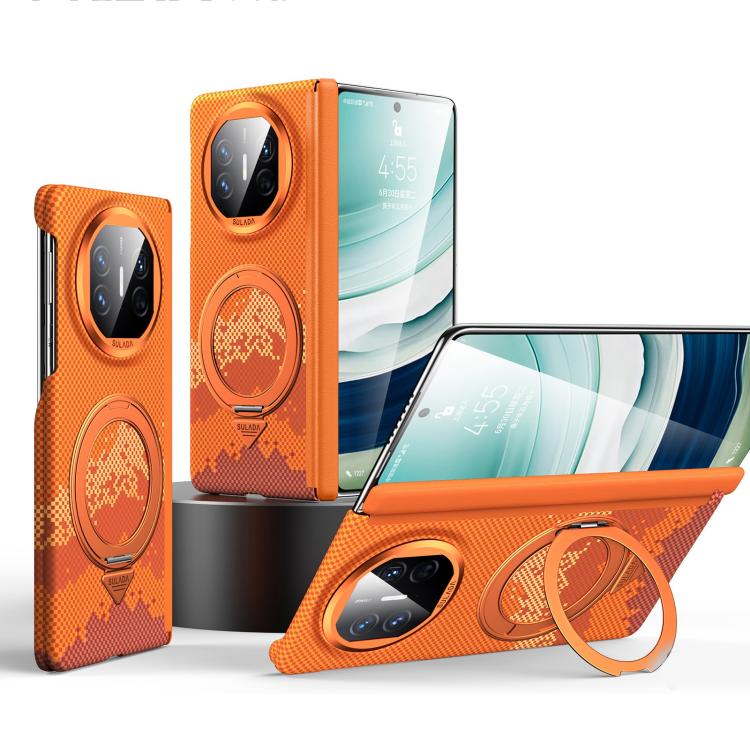 For Huawei Mate X5 / X3 SULADA Kevlar Pixel Grid Texture Rotation Magnetic Holder Phone Case