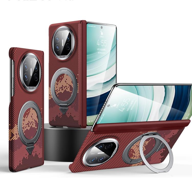 For Huawei Mate X5 / X3 SULADA Kevlar Pixel Grid Texture Rotation Magnetic Holder Phone Case