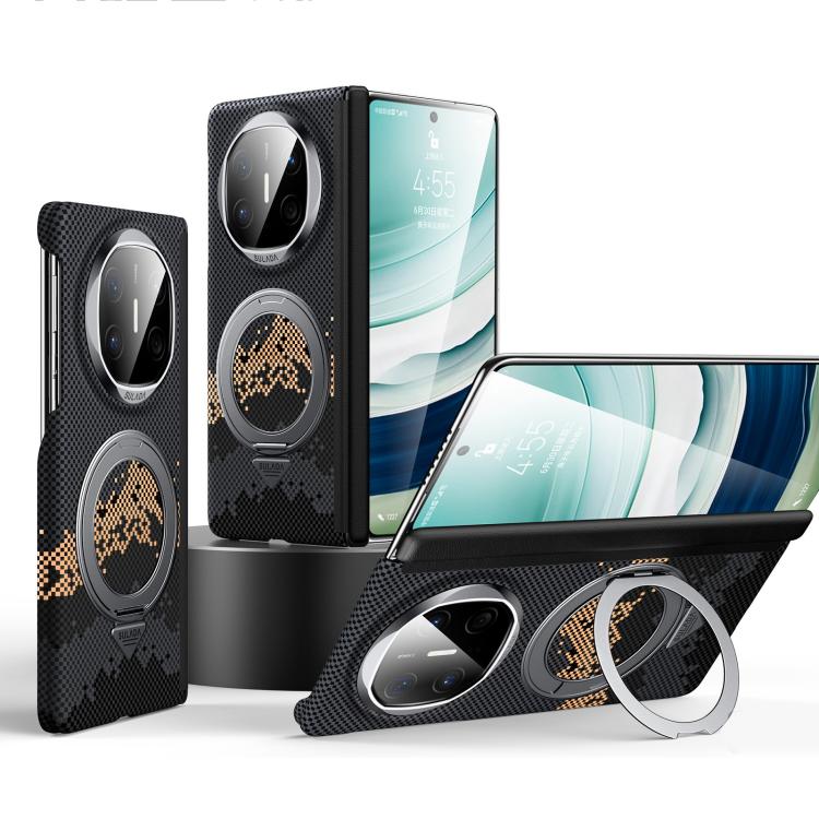 For Huawei Mate X6 SULADA Kevlar Pixel Grid Texture Rotation Magnetic Holder Phone Case