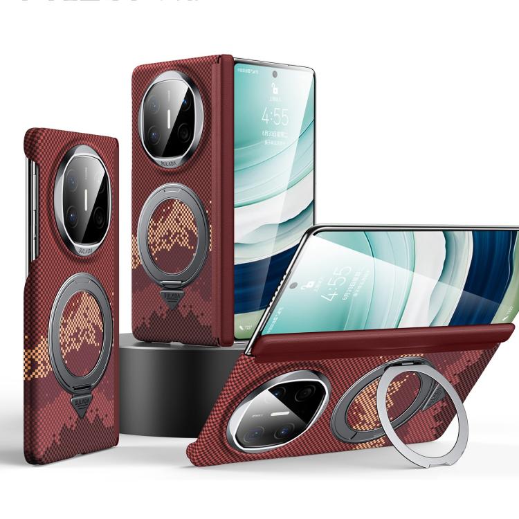 For Huawei Mate X6 SULADA Kevlar Pixel Grid Texture Rotation Magnetic Holder Phone Case