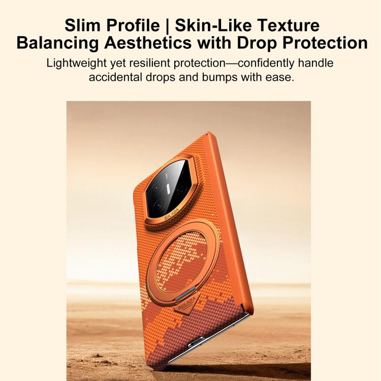 For Huawei Mate X6 SULADA Kevlar Pixel Grid Texture Rotation Magnetic Holder Phone Case
