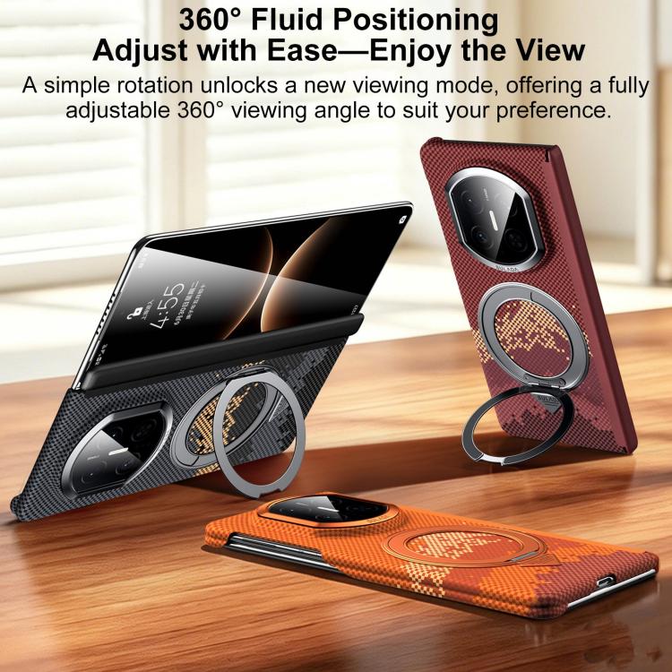 For Huawei Pura X Max SULADA Kevlar Pixel Grid Texture Rotation Magnetic Holder Phone Case