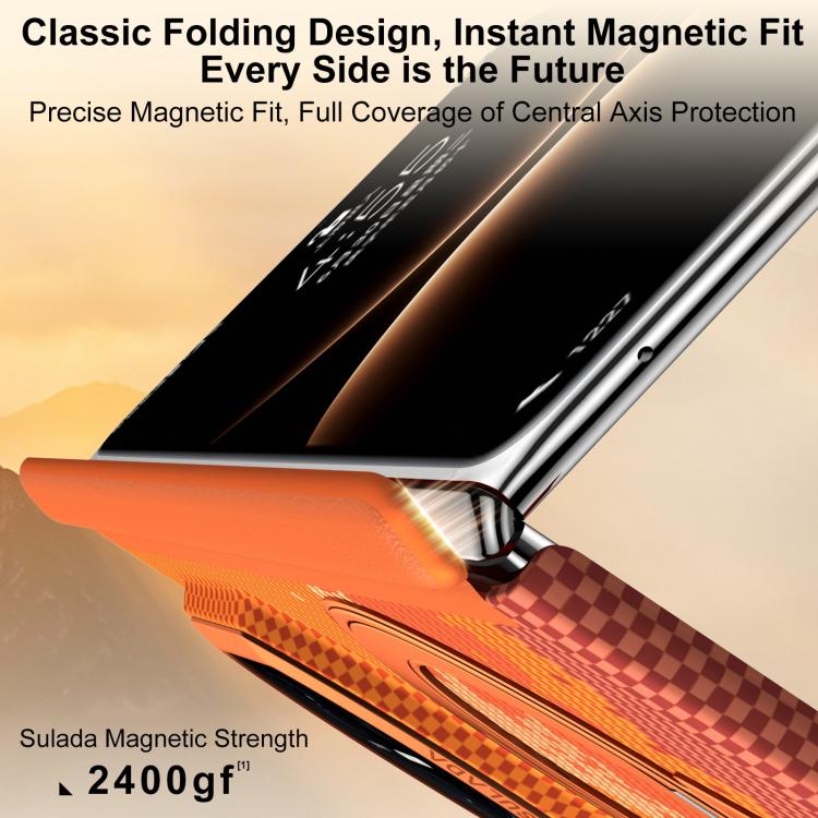 For Huawei Mate X7 SULADA Kevlar Pixel Grid Texture Rotation Magnetic Holder Phone Case