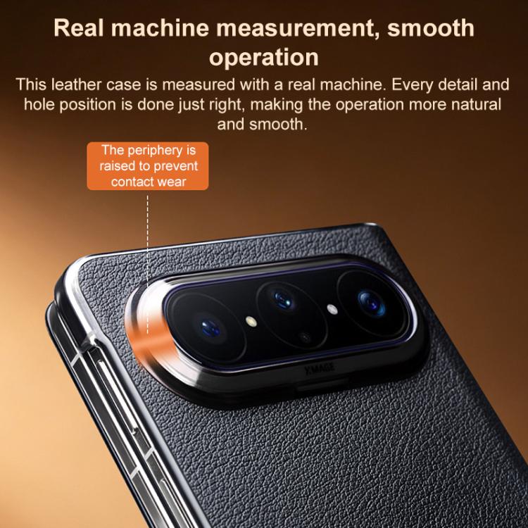 For Huawei Pura X Max QIALINO Top Grain Cowhide Smart Window Phone Case - Black