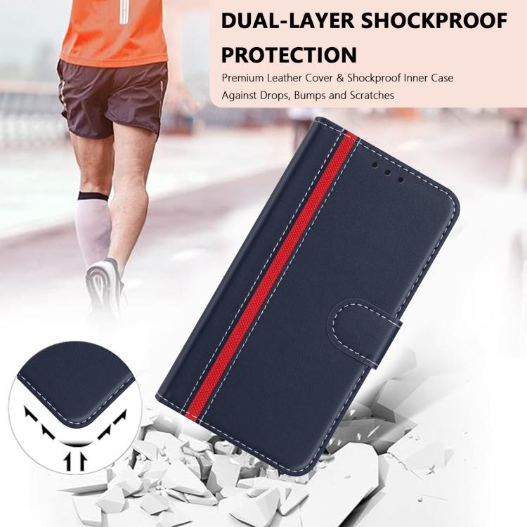 For Sharp Aquos wish6 Color Block Card Slots Vegan Leather Phone Case