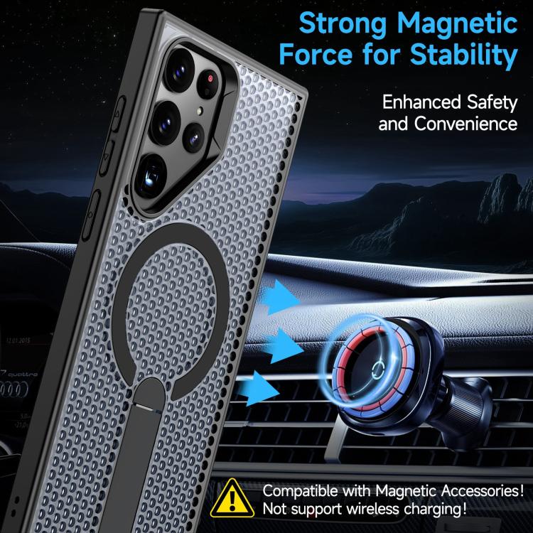 For Galaxy S22 Ultra 5G Honeycomb Cooling MagSafe Holder Phone Case