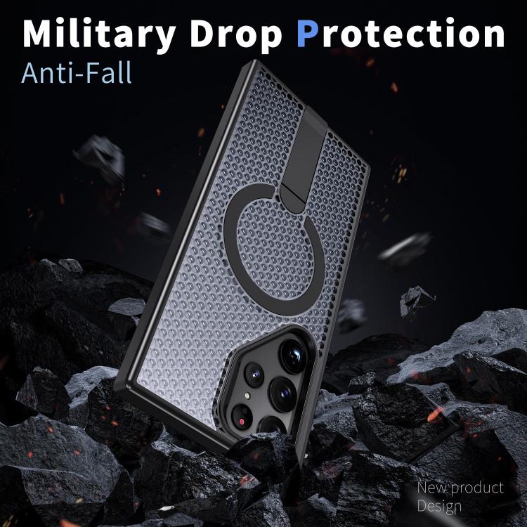 For Galaxy S22 Ultra 5G Honeycomb Cooling MagSafe Holder Phone Case