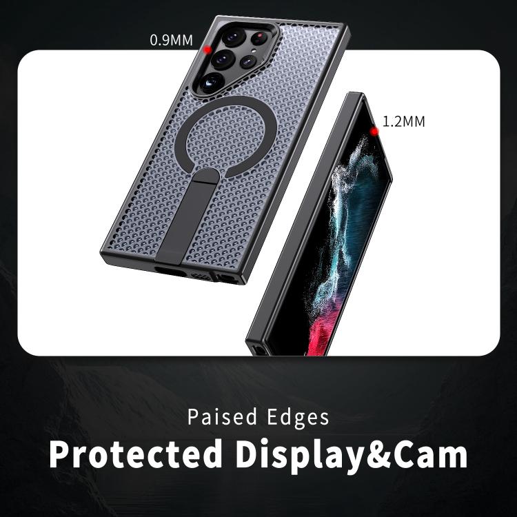 For Galaxy S22 Ultra 5G Honeycomb Cooling MagSafe Holder Phone Case