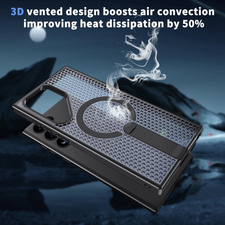 For Galaxy S22 Ultra 5G Honeycomb Cooling MagSafe Holder Phone Case