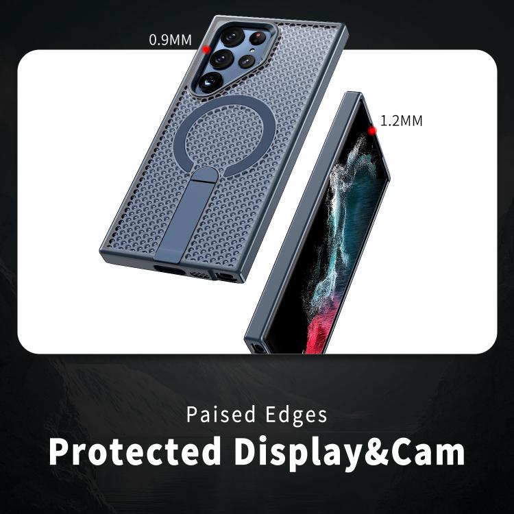 For Galaxy S22 Ultra 5G Honeycomb Cooling MagSafe Holder Phone Case