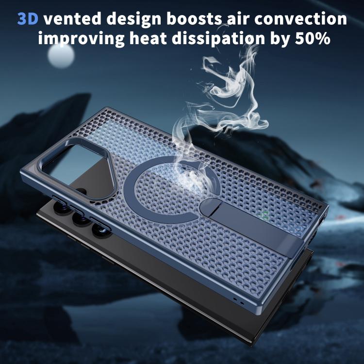 For Galaxy S22 Ultra 5G Honeycomb Cooling MagSafe Holder Phone Case