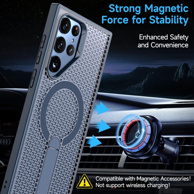 For Galaxy S22 Ultra 5G Honeycomb Cooling MagSafe Holder Phone Case