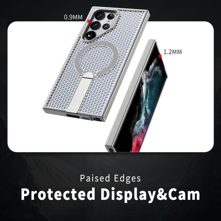 For Galaxy S22 Ultra 5G Honeycomb Cooling MagSafe Holder Phone Case