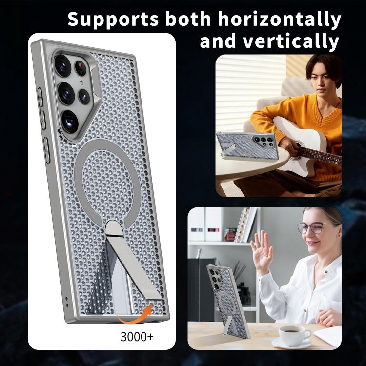 For Galaxy S22 Ultra 5G Honeycomb Cooling MagSafe Holder Phone Case