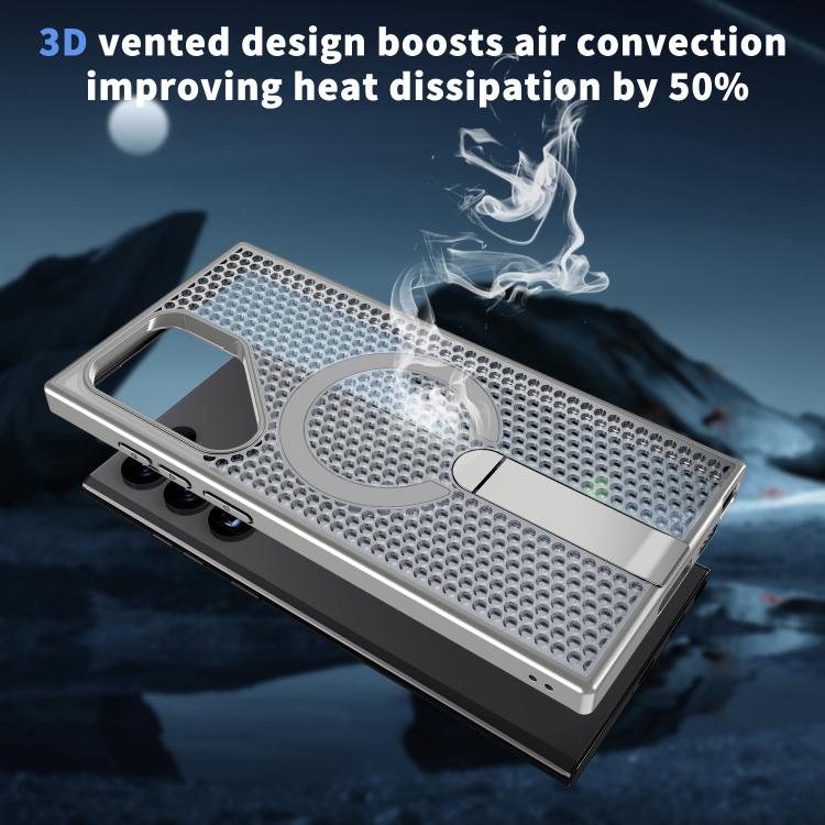 For Galaxy S22 Ultra 5G Honeycomb Cooling MagSafe Holder Phone Case