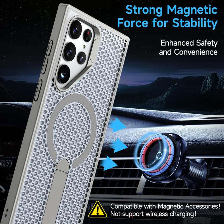 For Galaxy S22 Ultra 5G Honeycomb Cooling MagSafe Holder Phone Case