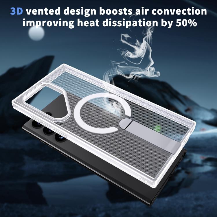 For Galaxy S22 Ultra 5G Honeycomb Cooling MagSafe Holder Phone Case