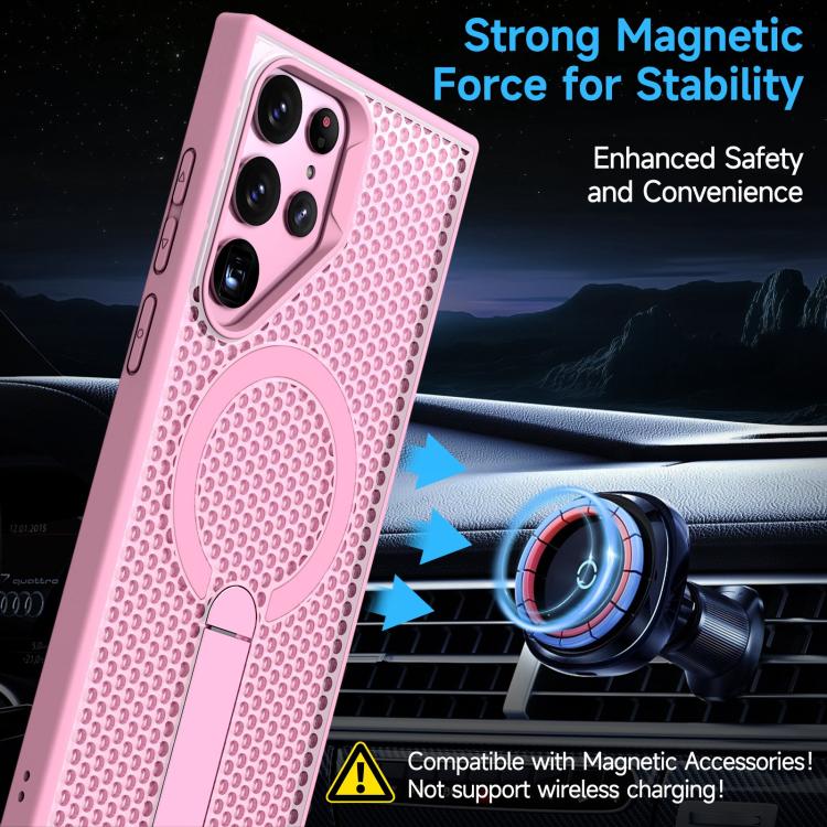 For Galaxy S22 Ultra 5G Honeycomb Cooling MagSafe Holder Phone Case