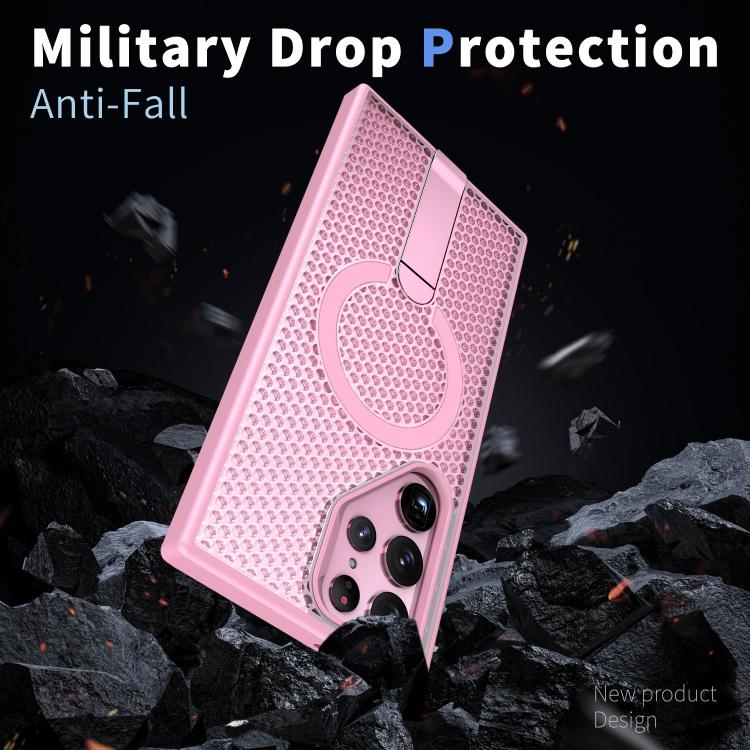 For Galaxy S22 Ultra 5G Honeycomb Cooling MagSafe Holder Phone Case