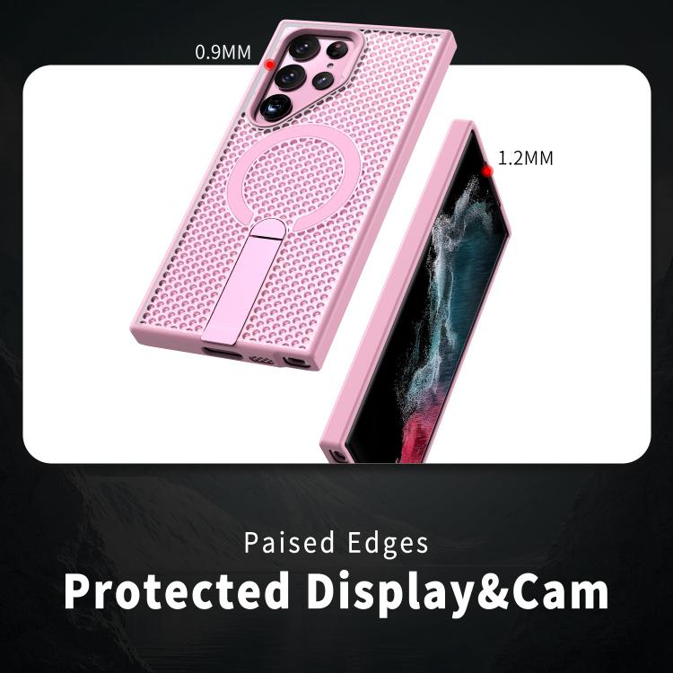 For Galaxy S22 Ultra 5G Honeycomb Cooling MagSafe Holder Phone Case