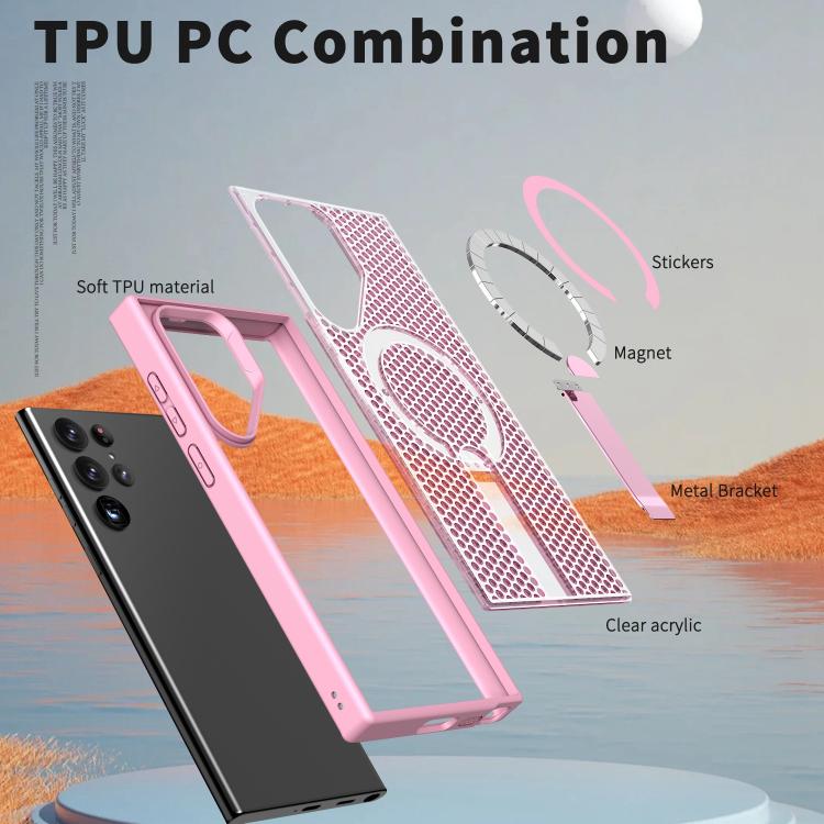 For Galaxy S22 Ultra 5G Honeycomb Cooling MagSafe Holder Phone Case