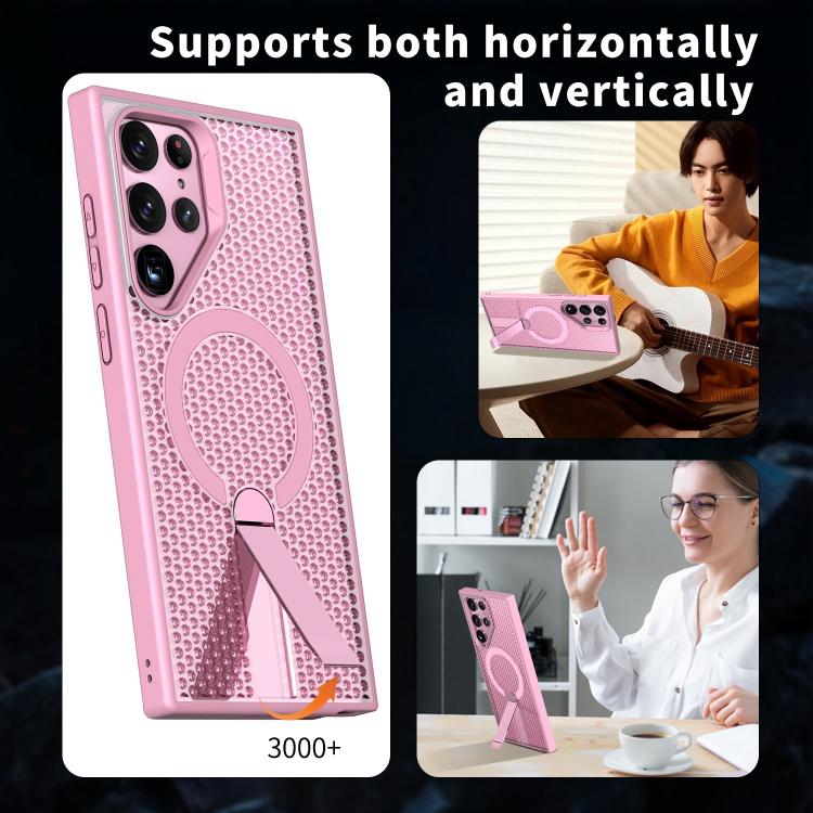 For Galaxy S22 Ultra 5G Honeycomb Cooling MagSafe Holder Phone Case