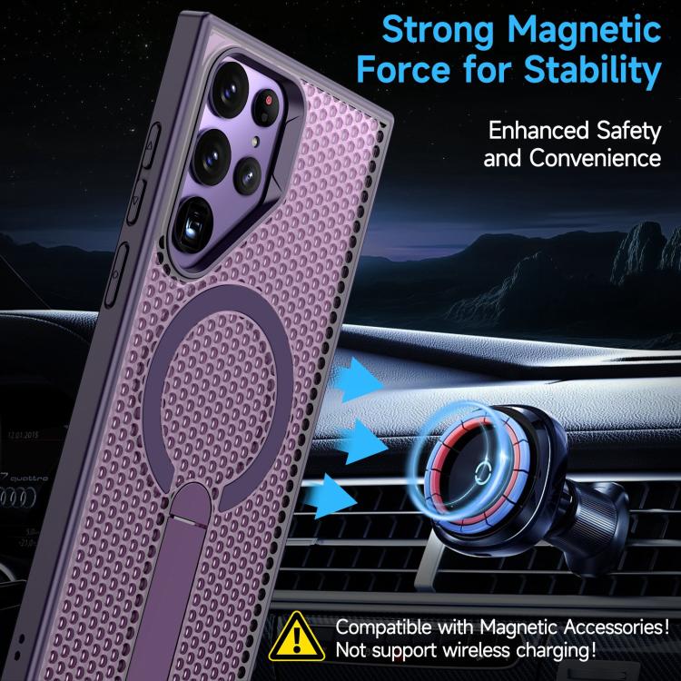 For Galaxy S22 Ultra 5G Honeycomb Cooling MagSafe Holder Phone Case