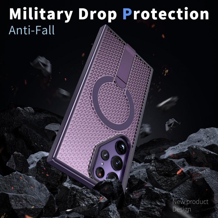 For Galaxy S22 Ultra 5G Honeycomb Cooling MagSafe Holder Phone Case